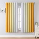 MIUCO Blackout Curtains &amp; Drapes for Bedroom Living Room 63 Inch Length Yellow and White Room Darkening Ombre Curtains Rod Pocket &amp; Back Tab Curtains Thermal Insulated Light Blocking 2 Panels Set