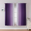 MIUCO Blackout Curtains &amp; Drapes for Bedroom Living Room 63 Inch Length Purple and White Room Darkening Ombre Curtains Rod Pocket &amp; Back Tab Curtains Thermal Insulated Light Blocking 2 Panels Set