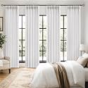 MIULEE 4 Panels Pinch Pleated 100% Blackout Linen Curtains 40"x84" White