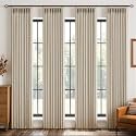 MIULEE 4 Panels Pinch Pleated 100% Blackout Linen Curtains 40"x84" Sand