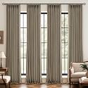 MIULEE 4 Panels Pinch Pleated 100% Blackout Linen Curtains 40"x90" Brown