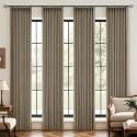 MIULEE 4 Panels Pinch Pleated 100% Blackout Linen Curtains 40"x84" Brown