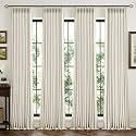 MIULEE 4 Panels Pinch Pleated 100% Blackout Linen Curtains 40"x120" Natural