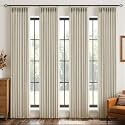 MIULEE 4 Panels Pinch Pleated 100% Blackout Linen Curtains 40"x80" Natural