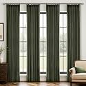 MIULEE 4 Panels Pinch Pleated Blackout Linen Curtains 40"x84" Olive Green