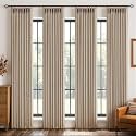 MIULEE 4 Panels Pinch Pleated Blackout Linen Curtains 40"x84" Copper Brown