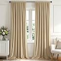 MIULEE Champagne Blackout Velvet Curtains Drapes 96 Inch Long 52"x96"