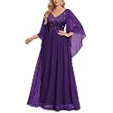 Miusol Women's Deep-V Neck Lace Contrast Sequin Formal Evening Maxi Dress