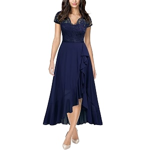 Miusol Womens V Neck Elegant Lace Ruffle