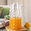 Premium Juice and Water Glass Pitcher jug with Lid and 1.8 Liter Jug Romantic Style Water jug with Handle hot Cold Water, Milk and Juice Beverage Carafes