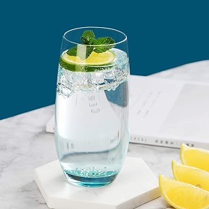 blue juice glasses drinking glasses highball lead-free glasses tumblers for water juice beer cocktail and mixed drinks - pieces transparent tr-06 6 count pack of 1