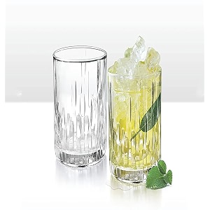 juice glasses drinking glasses highball lead-free glasses tumblers for water juice beer cocktail and mixed drinks - pieces transparent tr-08 6 count pack of 1