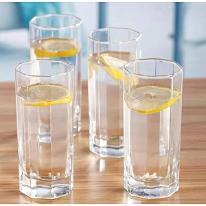 juice glasses drinking glasses highball lead-free glasses tumblers for water juice beer cocktail and mixed drinks - pieces transparent tr-20 6 count pack of 1