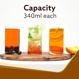 premium borosilicate juice glasses 350 ml drinking glasses highball lead-free glasses tumblers for water juice beer cocktail and mixed drinks - 2 pieces transparent 2 count
