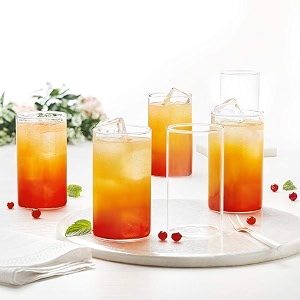 premium borosilicate juice glasses 350 ml drinking glasses highball lead-free glasses tumblers for water juice beer cocktail and mixed drinks - 4 pieces transparent 4 count