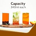 Premium Borosilicate Juice Glasses 350 ML Drinking Glasses, Highball Lead-Free Glasses, Tumblers for Water, Juice, Beer, Cocktail and Mixed Drinks - 2 Pieces, Transparent (2 Count)