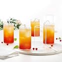 Premium Borosilicate Juice Glasses 350 ML Drinking Glasses, Highball Lead-Free Glasses, Tumblers for Water, Juice, Beer, Cocktail and Mixed Drinks - 6 Pieces, Transparent (6 Count)