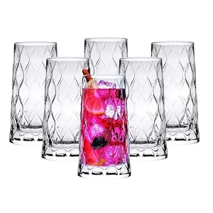 premium juice glasses 450 ml drinking glasses highball lead-free glasses tumblers for water juice beer cocktail and mixed drinks - 6 pieces transparent tr-03 6 count pack of 1