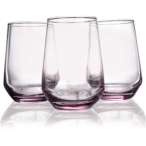 premium juice glasses 350 ml drinking glasses highball lead-free glasses tumblers for water juice beer cocktail and mixed drinks - 6 pieces transparent purple js63- set of 6