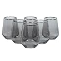 Mivana Premium Juice Glasses 450 ML Drinking Glasses, Highball Lead-Free Glasses, Tumblers for Water, Juice, Beer, Cocktail and Mixed Drinks - 6 Pieces, Transparent (Black, JS01- Set of 6)