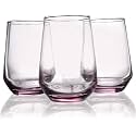 Premium Juice Glasses 350 ML Drinking Glasses, Highball Lead-Free Glasses, Tumblers for Water, Juice, Beer, Cocktail and Mixed Drinks - 6 Pieces, Transparent (Purple, JS63- Set of 6)