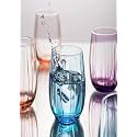Premium Juice Glasses 450 ML Drinking Glasses, Highball Lead-Free Glasses, Tumblers for Water, Juice, Beer, Cocktail and Mixed Drinks - 6 Pieces, Transparent (Blue- 05, 2 Count (Pack of 1))