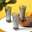 Premium Black Juice Glasses 200 ML Drinking Glasses, Highball Lead-Free Glasses, Tumblers for Water, Juice, Beer, Cocktail and Mixed Drinks - 6 Pieces, Transparent (Purple, JS79- Set of 6)