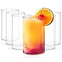 Premium Borosilicate Juice Glasses 300ML Drinking Glasses, Highball Lead-Free Glasses, Tumblers for Water, Juice, Beer, Cocktail and Mixed Drinks - Pieces, Transparent (Blue, JS81- Set of 6)