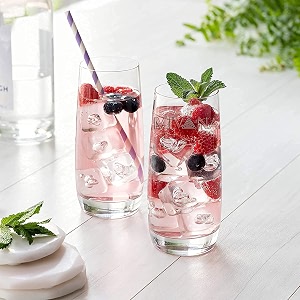 premium juice glasses drinking glasses highball lead-free glasses tumblers for water juice beer cocktail and mixed drinks - pieces transparent cocktail glasses 4 count pack of 1