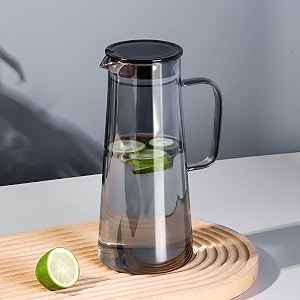 premium juice and water black glass pitcher jug with lid 18 liter romantic style jugs with handle hot cold water ice lemon tea milkbeverage carafes simpla jug