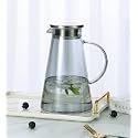Premium Juice and Water Black Glass Pitcher jug with Lid and 2 Liter Jug Romantic Style Water jug with Handle hot Cold Water, Milk and Juice Beverage Carafes (Crystal jug- A)