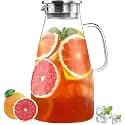 Premium Juice and Water Glass Pitcher jugs with Lid and 1.8 Liter Jug Romantic Style Water jugs with Handle hot Cold Water, Milk and Juice Beverage Carafes (Diamond Jug)