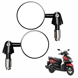 miwings aluminium alloy motorcycle left mirrors - round adjustable upto 180 degree bar end side mirror suitable for pack of 2 for yamaha ray zr 125