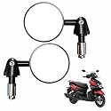 Miwings Aluminium Alloy Motorcycle Left Mirrors - Round Adjustable Upto 180 Degree Bar End Side Mirror Suitable For (Pack Of 2) For Yamaha Ray Zr 125