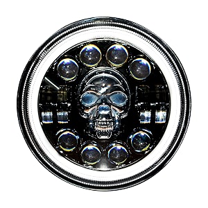 Miwings Round LED Skull Style Hi Low
