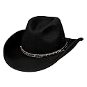 Cowboy Hat Water-Resistant Felt Hats 100% Wool Wide Brim Western Panama Rancher Hat for Women Men