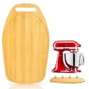 Mixer Slider Compatible with Kitchen aid Bowl Lift 4 .5-5 Qt Stand Mixer Bamboo- Kitchen Countertop Storage Mover Sliding Caddy for Kitchen Aid 4 .5-5 Qt Mixer (4 .5-5 Qt with handle-Natural)