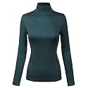 MixMatchy Women's Slim Lightweight Long Sleeve Pullover Turtleneck Mock Shirts Base Layer Undershirts Active Tops