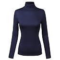 MixMatchy Women's Slim Lightweight Long Sleeve Pullover Turtleneck Mock Shirts Base Layer Undershirts Active Tops