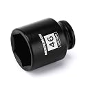 MIXPOWER 1/2" Drive Deep Impact Socket, CR-MO, 46 mm, Metric, 6 Point, Axle Nut Impact Grade Socket for Easy Removal