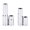 MIXPOWER 4PCS 1/4"&amp; 3/8" Drive 10mm Deep&amp;Shallow Socket Set, 6 Point, Cr-V Steel, Mirror Finish