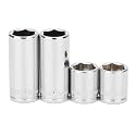 MIXPOWER 4PCS 1/4"Drive 15mm Deep&amp;Shallow Socket, 6 Point, Cr-V Steel, 15mm