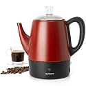 Mixpresso 4 Cup Red Small Electric Percolator Coffee Pot, Stainless Steel