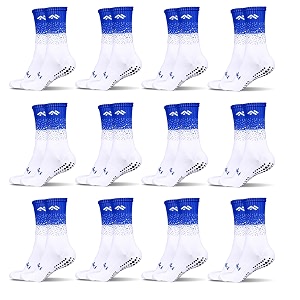 mizaki double coloured anti-slip football socks for men amp women calf length - football grip stockings with rubber pad grip technology