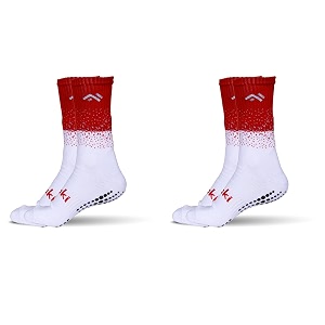 mizaki double coloured anti-slip football socks for men amp women calf length - football grip stockings with rubber pad grip technology