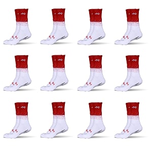 mizaki double coloured anti-slip football socks for men amp women calf length - football grip stockings with rubber pad grip technology