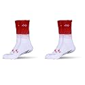 Mizaki Double Coloured Anti-Slip Football Socks for Men &amp; Women Calf Length - Football Grip Stockings with Rubber Pad Grip Technology