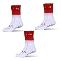 Mizaki Double Coloured Anti-Slip Football Socks for Men &amp; Women Calf Length - Football Grip Stockings with Rubber Pad Grip Technology