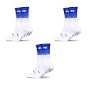 Mizaki Double Coloured Anti-Slip Football Socks for Men &amp; Women Calf Length - Football Grip Stockings with Rubber Pad Grip Technology