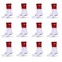 Mizaki Double Coloured Anti-Slip Football Socks for Men &amp; Women Calf Length - Football Grip Stockings with Rubber Pad Grip Technology